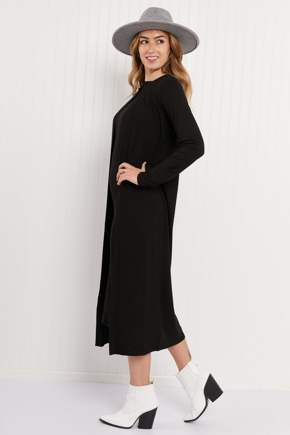 Zenana Chic Night Out Ribbed Midi Dress and Cardigan Set