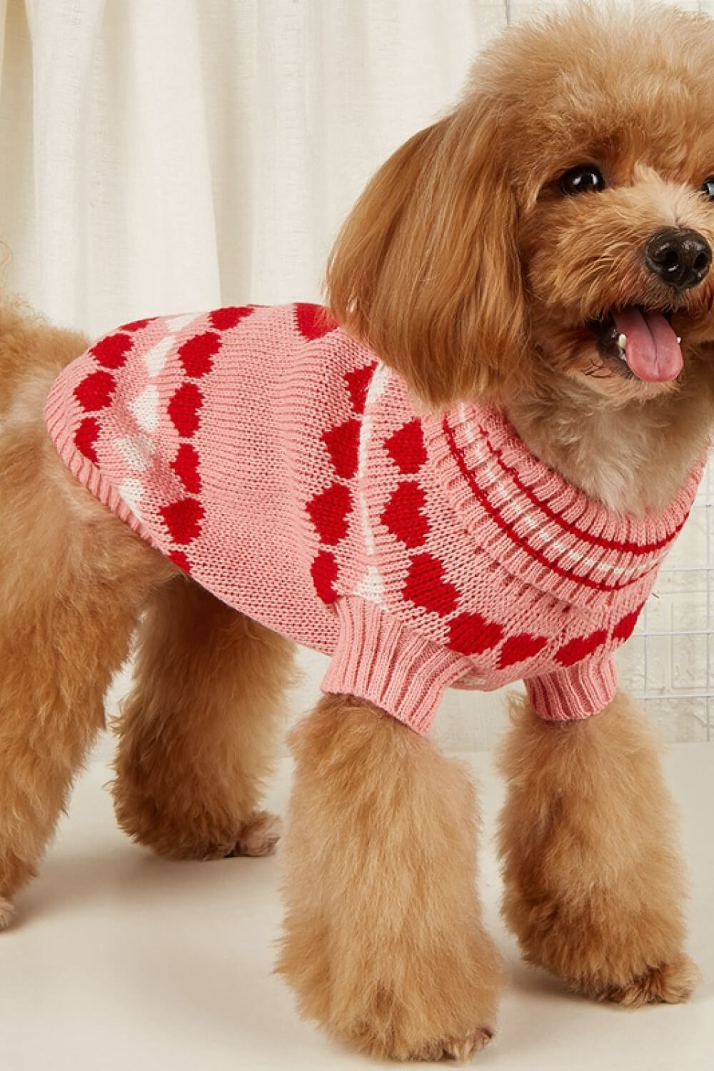 Heart Print Turtleneck Pet Sweater