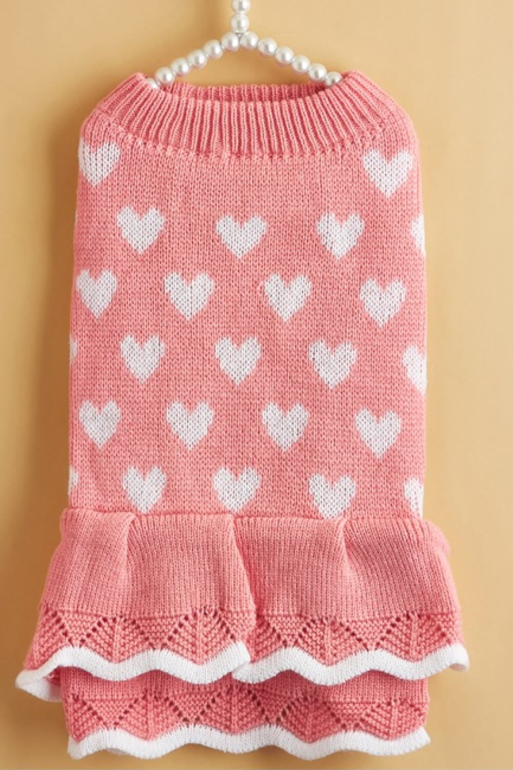 Heart Print Pet Layered Knit Dress