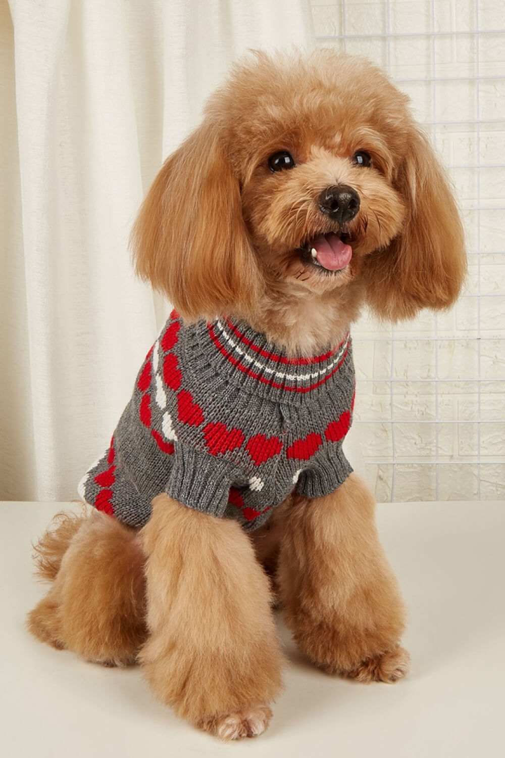 Heart Print Turtleneck Pet Sweater