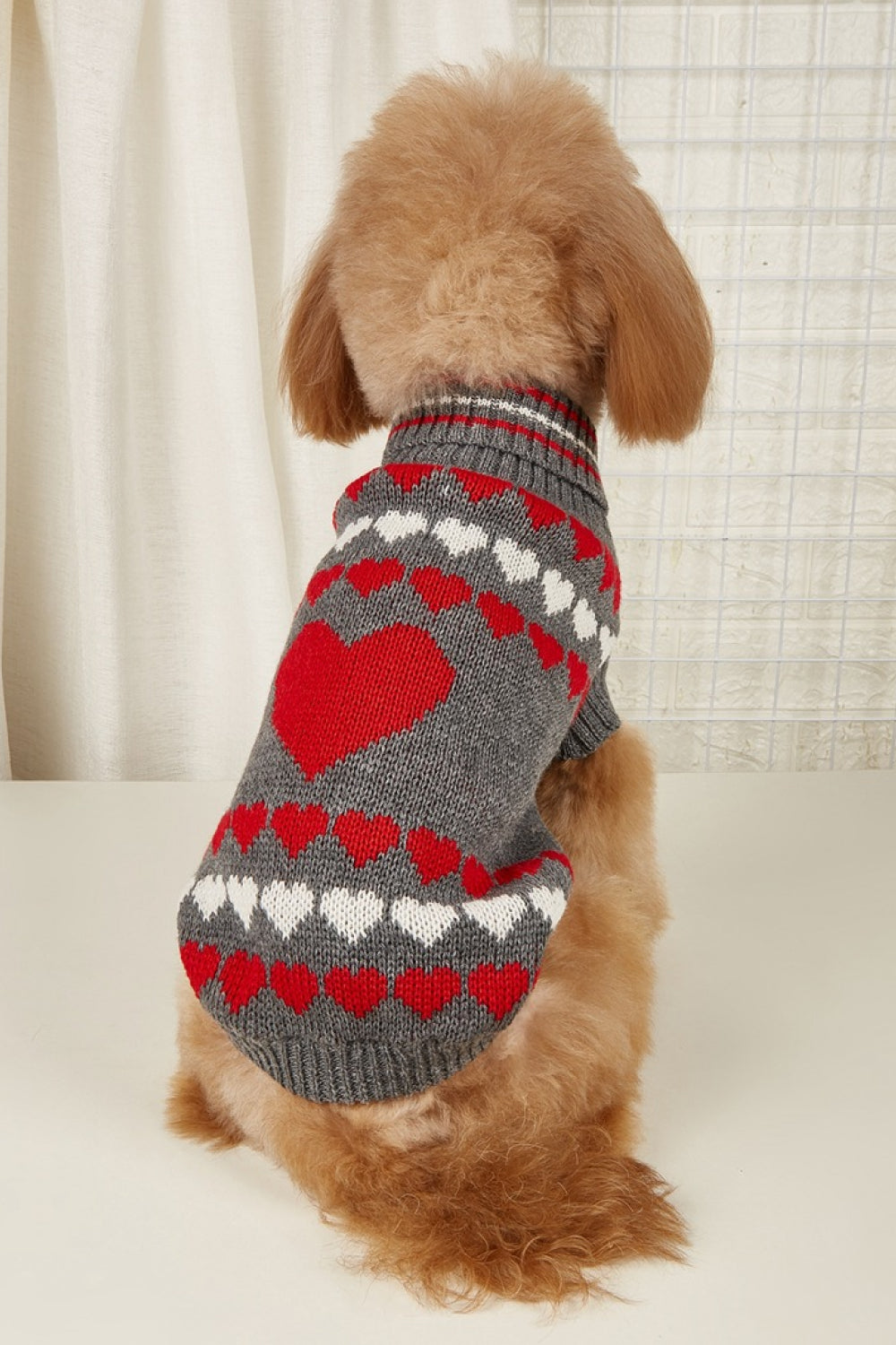 Heart Print Turtleneck Pet Sweater