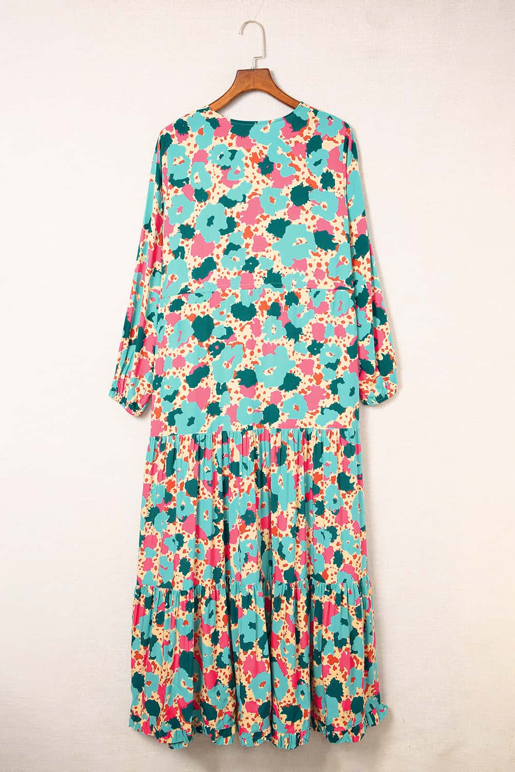 Printed Long Sleeve Buttoned Maxi Dress