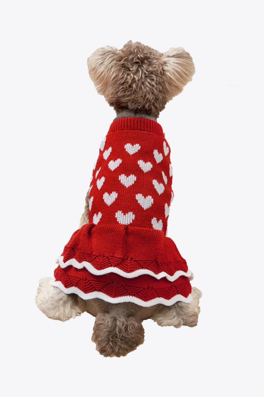 Heart Print Pet Layered Knit Dress