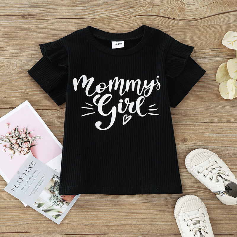 Girls Letter Graphic T-Shirt and Leopard Pinafore Skirt Set