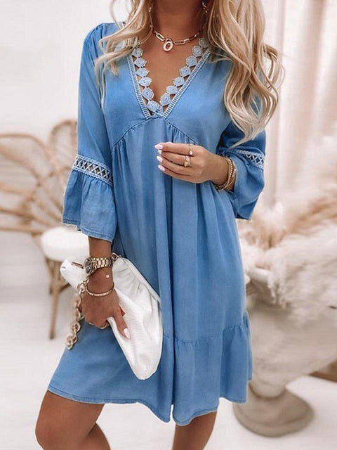 Casual V Neck A-Line Dress /Tunic